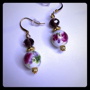 kathrynrdesign Jewelry - Purple gold flower beaded earrings. (A1027) New kathrynrdesign Jewelry - Purple gold flower beaded earrings. (A1027) New